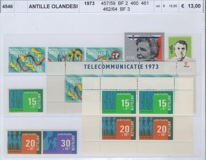 Francobolli e foglietti Antille Olandesi Anno 1973 Varie emissioni