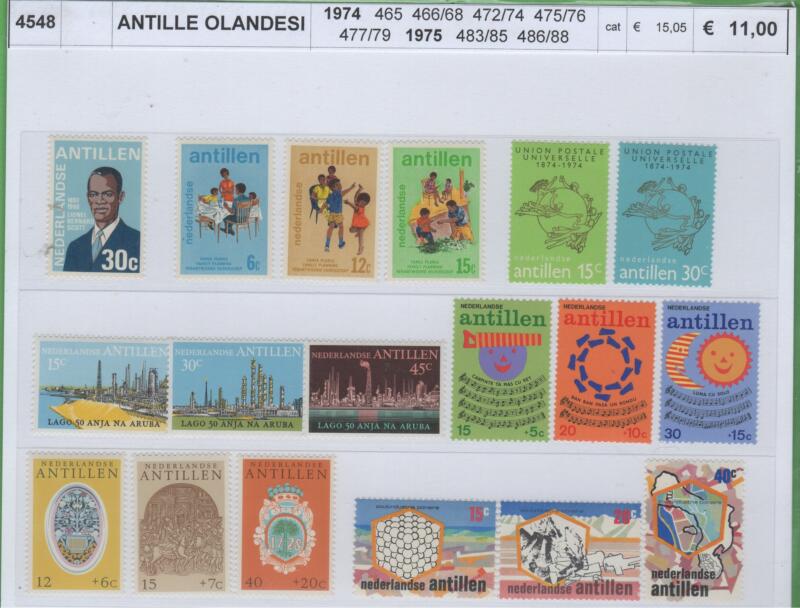 Francobolli Antille Olandesi Anni 1974-1975 Varie emissioni