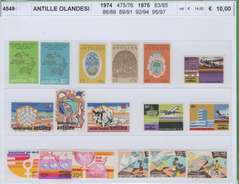 Francobolli Antille Olandesi Anni 1974-1975 Varie emissioni