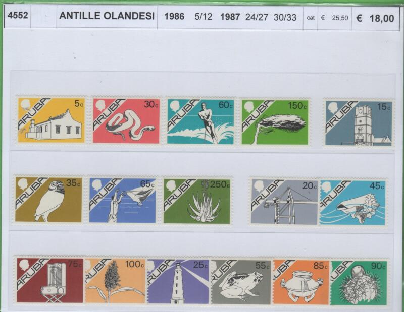Francobolli Aruba Anni 1986-1987 Varie emissioni