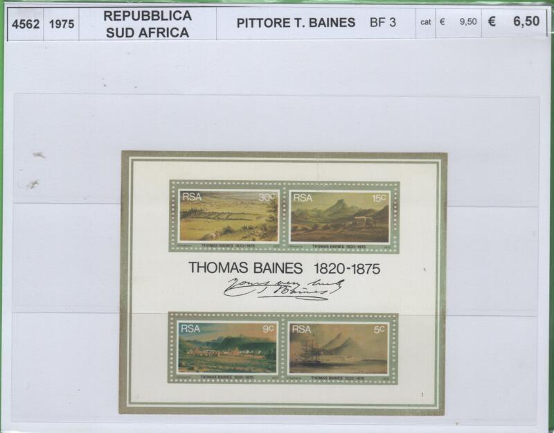 Foglietto Sudafrica Anno 1975 Thomas Baines
