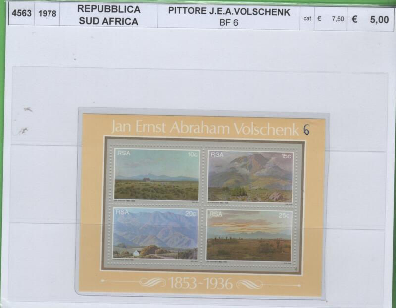 Foglietto Sudafrica Anno 1978 Jan Ernst Abraham Volschenk