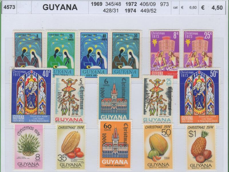 Francobolli Guyana Anni 1969-1972-1973-1974 Natale