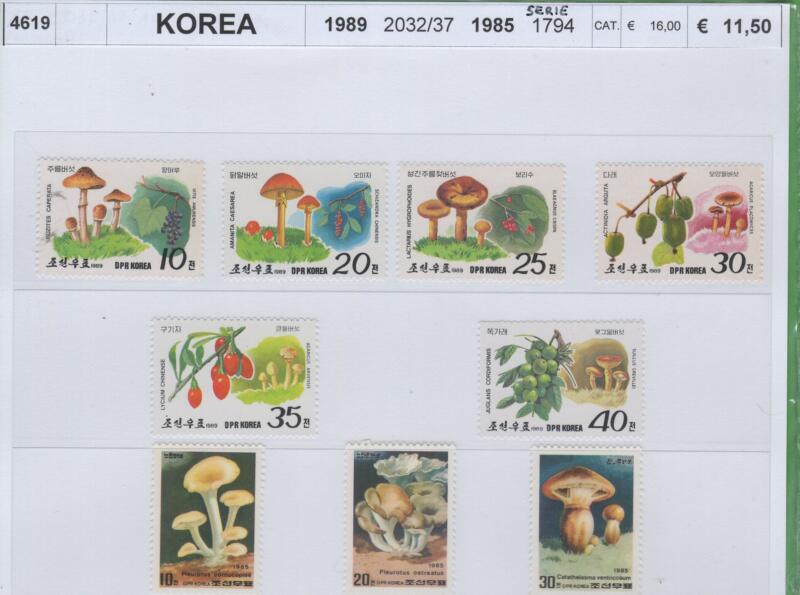 Francobolli Corea Anni 1985-1989 Funghi