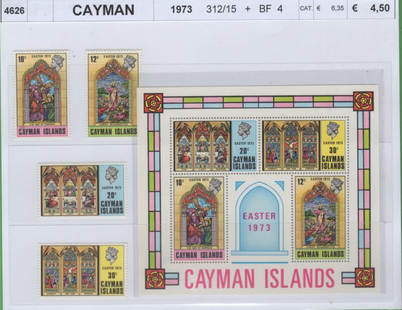 Francobolli e foglietto Isole Cayman Anno 1973 Pasqua