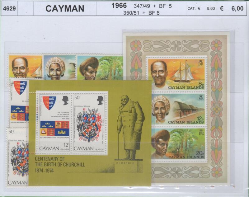 Francobolli e foglietto Isole Cayman Anno 1966 Varie emissioni