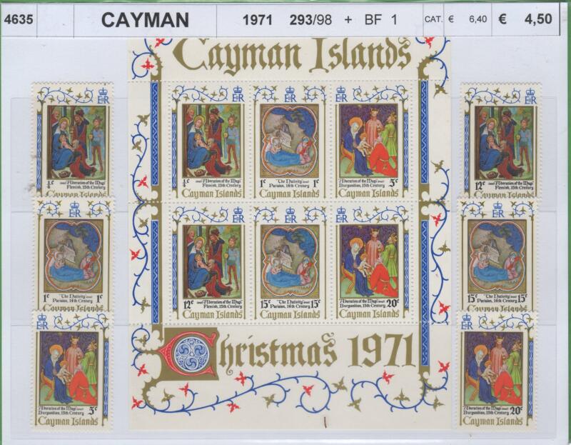 Francobolli e foglietto Isole Cayman Anno 1971 Natale