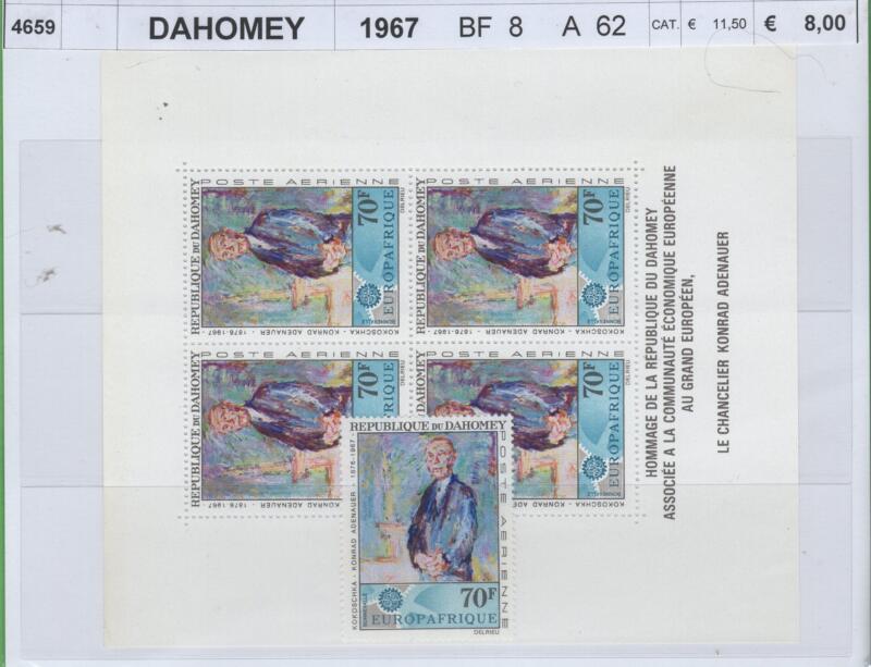 Francobolli e foglietto Dahomey Anno 1967 CEPT