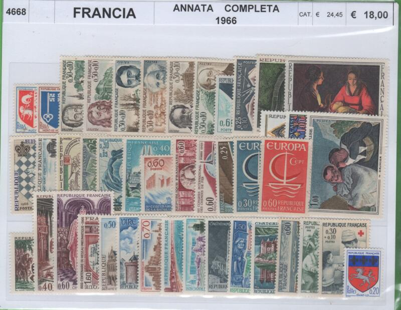 Francobolli Francia Anno 1966 Annata completa