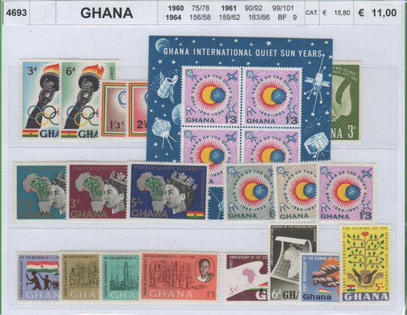 Francobolli e foglietto Ghana Anni 1960-1961-1964 Varie emissioni