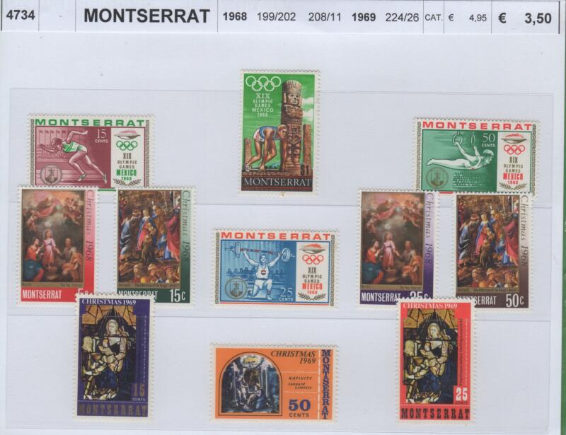Francobolli Montserrat Anni 1968-1969 Varie emissioni