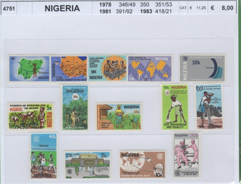Francobolli Nigeria Anni 1978-1981-1983 Varie emissioni