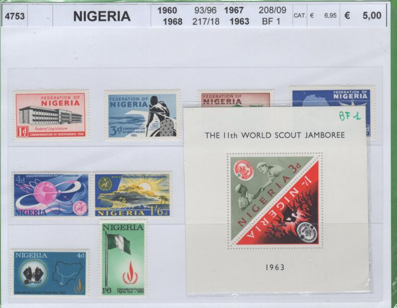 Francobolli e foglietto Nigeria Anni 1960-1963-1967-1968 Varie emissioni