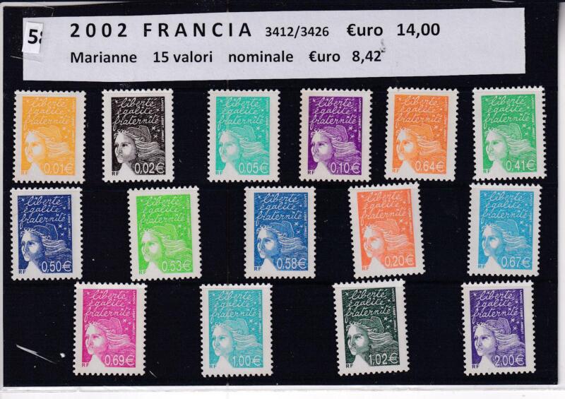 Francobolli Francia Anno 2002 Marianna del 14 luglio