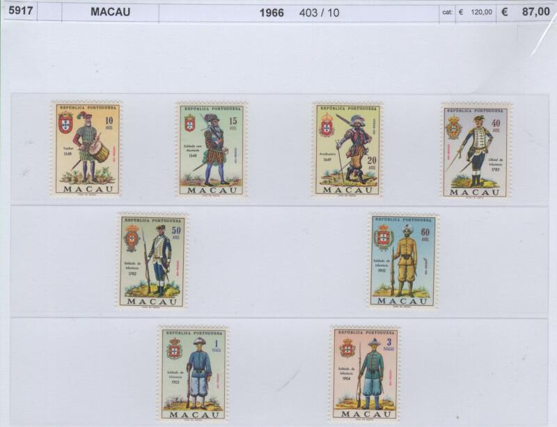 Francobolli Macao Anno 1966 Uniformi