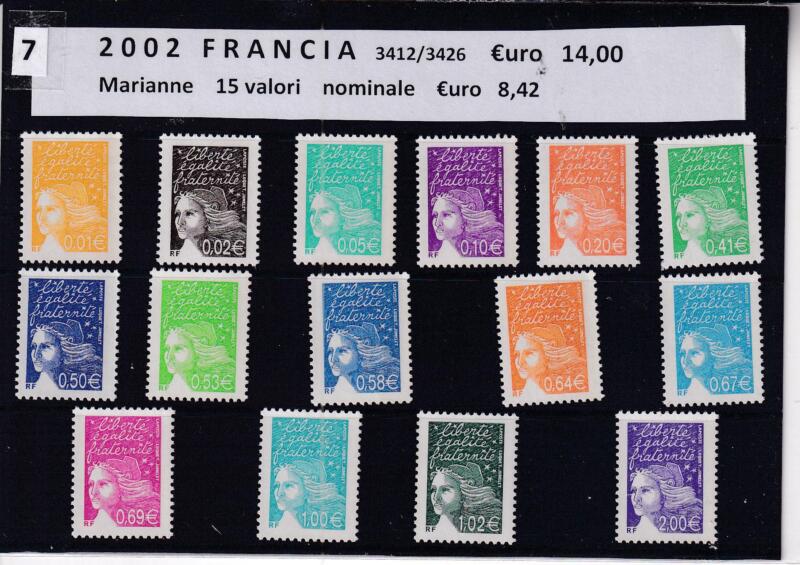 Francobolli Francia Anno 2002 Marianna del 14 luglio