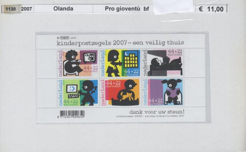 Foglietto Olanda Anno 2007 Pro gioventù