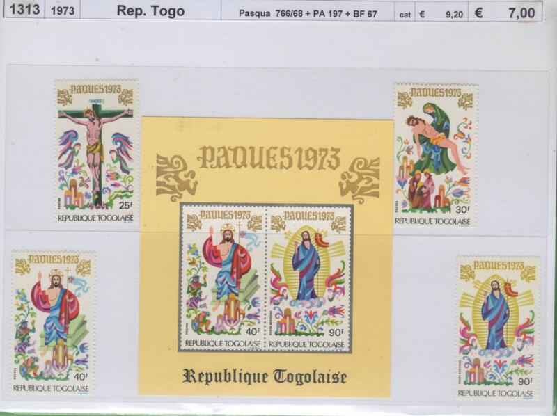 Francobolli e foglietto Togo Anno 1973 Pasqua