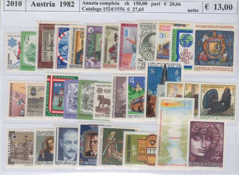 Francobolli Austria Anno 1982 Annata completa