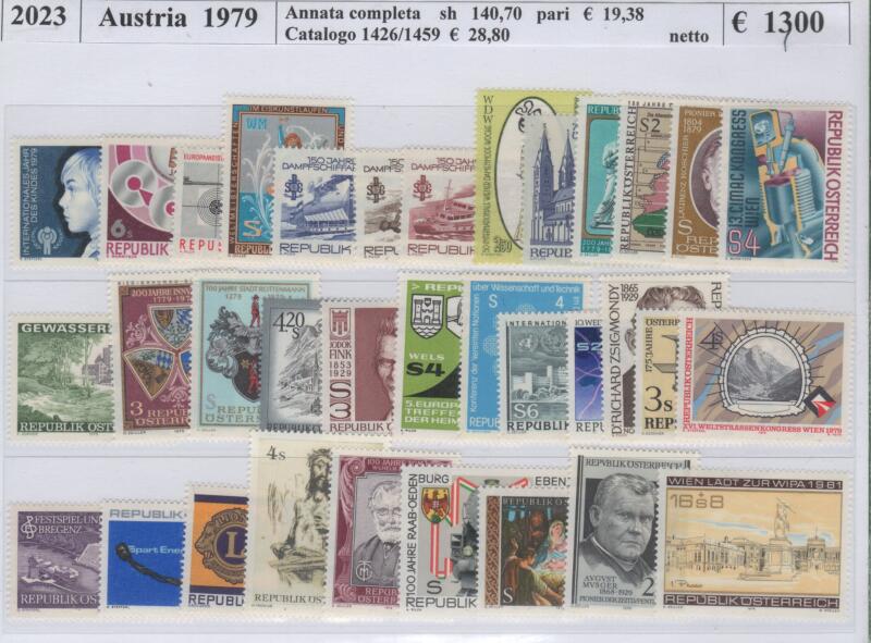 Francobolli Austria Anno 1979 Annata completa