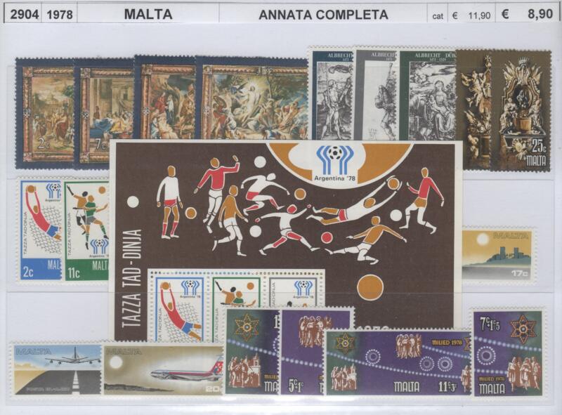 Francobolli e foglietto Malta Anno 1978 Annata completa