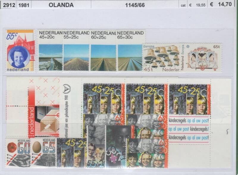 Francobolli e foglietto Olanda Anno 1981 Varie emissioni