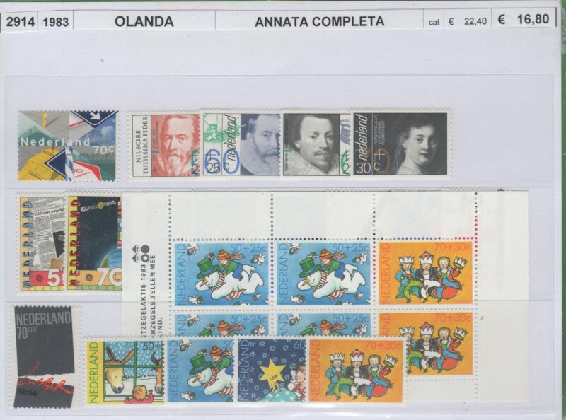Francobolli e foglietto Olanda Anno 1983 Annata completa