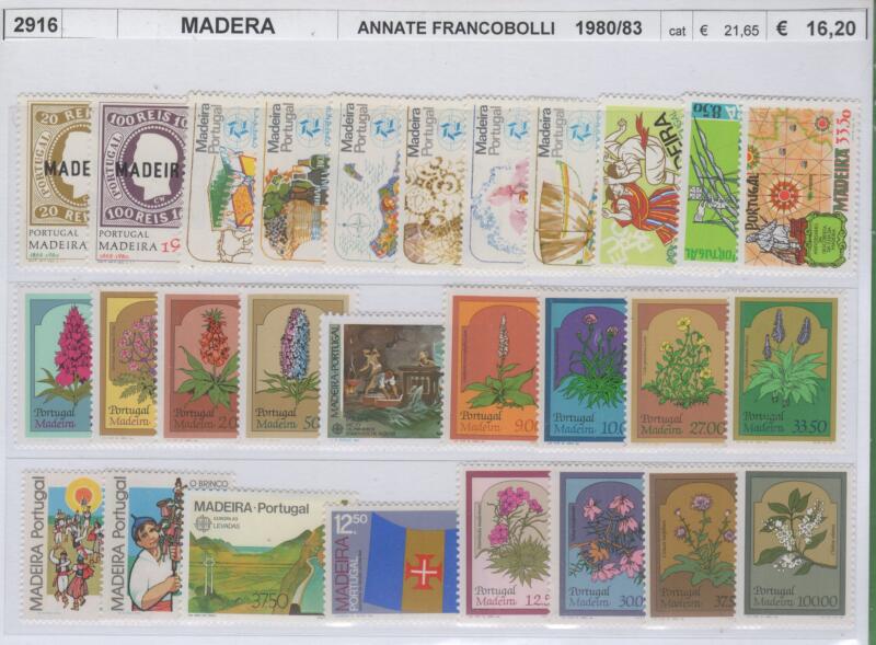 Francobolli Madera Anni 1980-1981-1982-1983 Annate complete