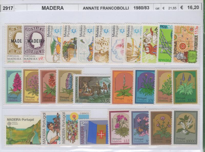 Francobolli Madera Anni 1980-1981-1982-1983 Annate complete
