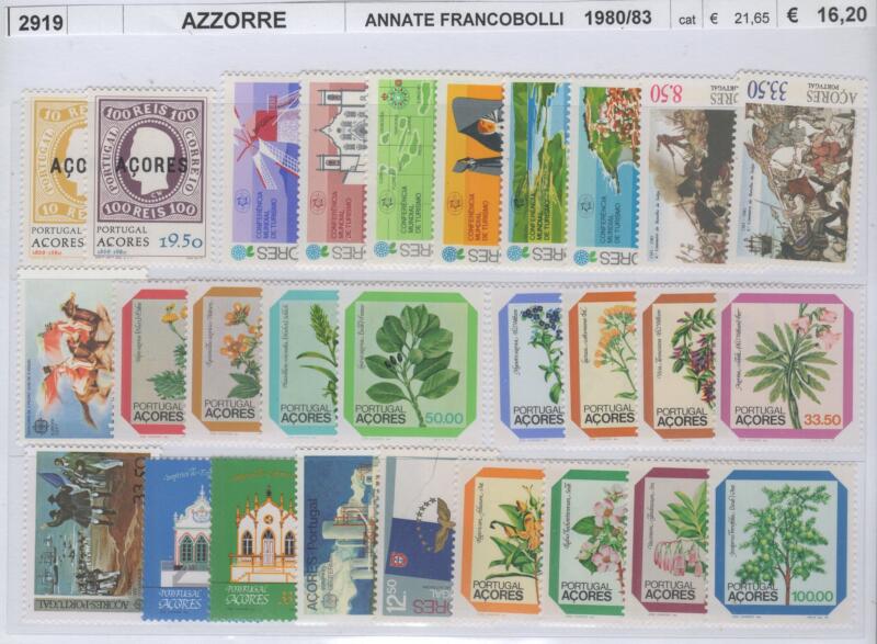 Francobolli Azzorre Anni 1980-1981-1982-1983 Annate complete