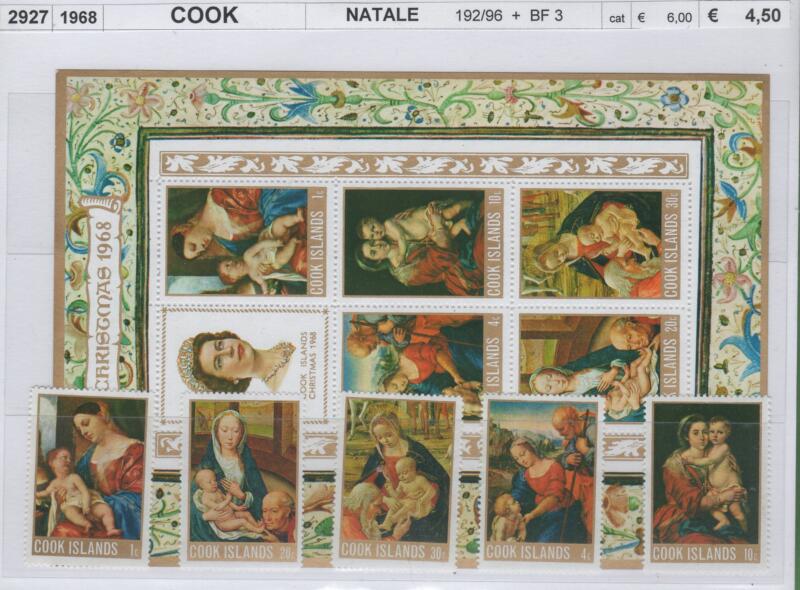 Francobolli e foglietto Isole Cook Anno 1968 Natale