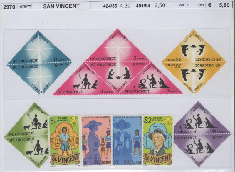 Francobolli St. Vincent Anni 1975-1977 Varie emissioni