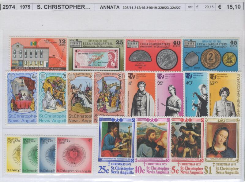 Francobolli St. Christopher Nevis Anguilla Anno 1975