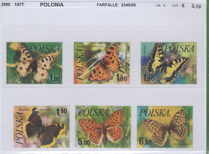 Francobolli Polonia Anno 1977 Farfalle