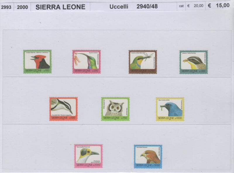 Francobolli Sierra Leone Anno 2000 Uccelli