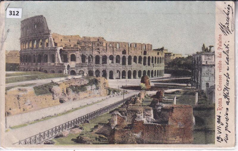 Cartolina illustrata Roma Colosseo veduto dal Palatino