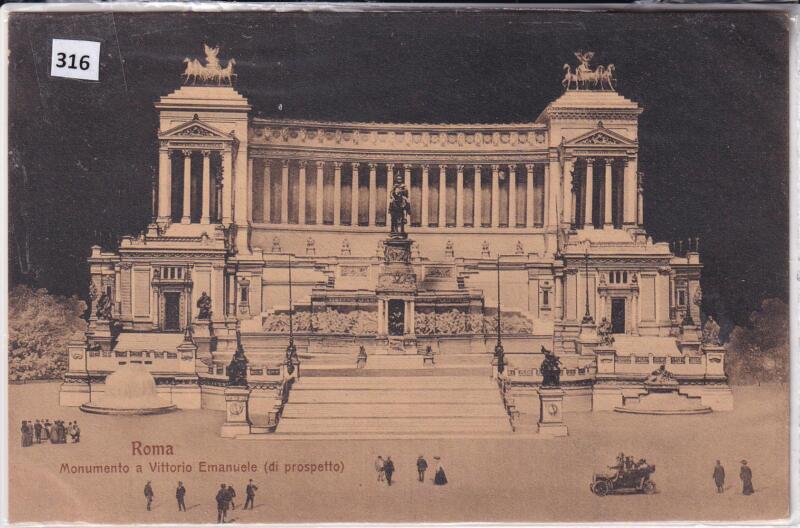 Cartolina illustrata Roma Monumento a Vittorio Emanuele (di prospetto)