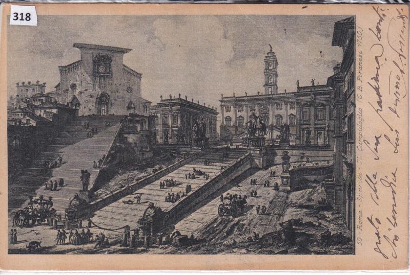 Cartolina illustrata Roma Sparita Il Campidoglio (G.B. Piranesi 1750)