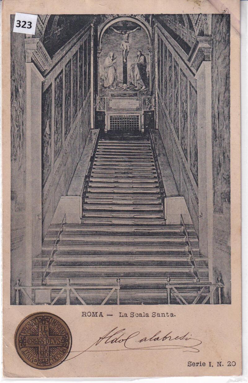 Cartolina illustrata Roma La Scala Santa
