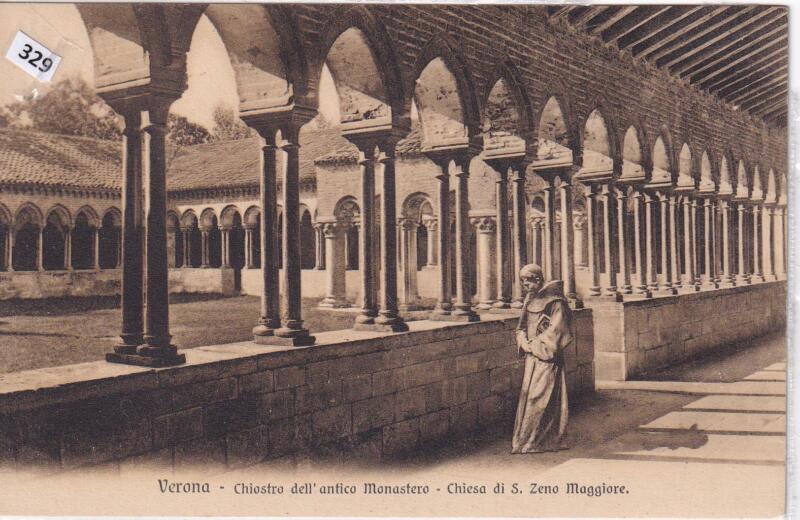 Cartolina illustrata Verona Chiostro dell’antico Monastero Chiesa di S. Zeno Maggiore