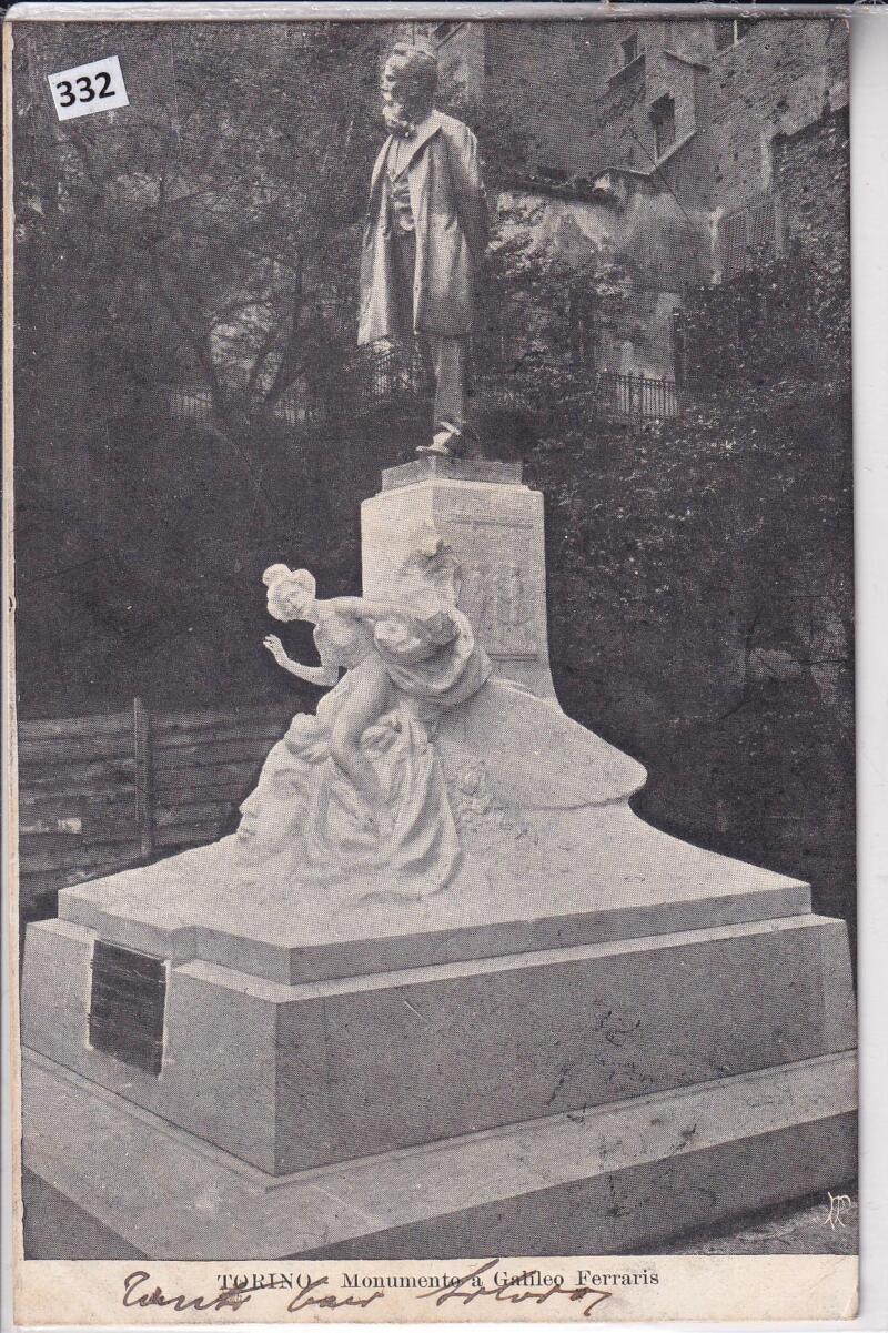 Cartolina illustrata Torino Monumento a Galileo Ferraris