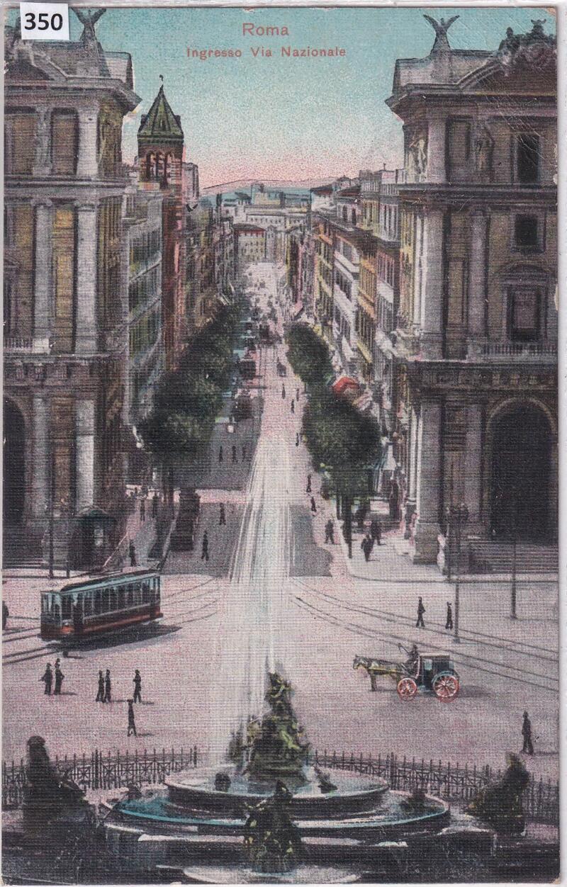 Cartolina illustrata Roma Ingresso Via Nazionale