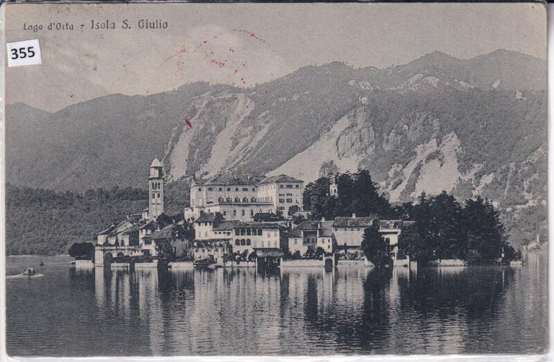 Cartolina illustrata Lago d’Orta Isola S. Giulia