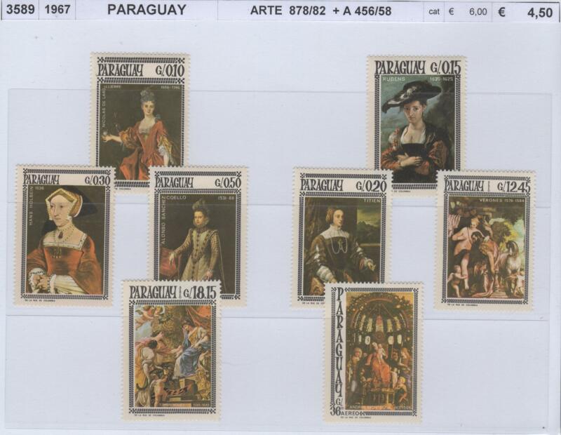 Francobolli Paraguay Anno 1967 Arte