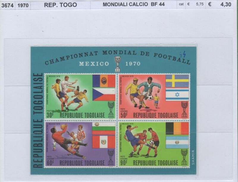 Foglietto Togo Anno 1970 Campionati mondiali di calcio