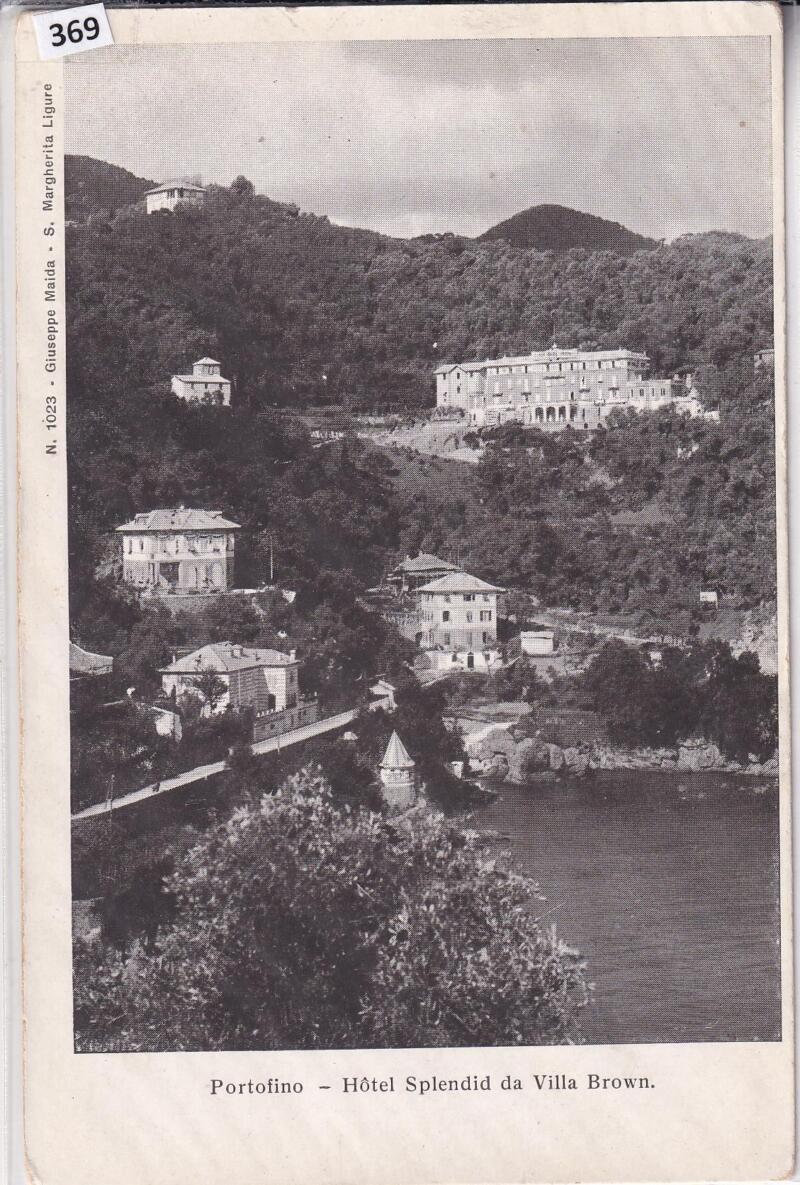 Cartolina illustrata Portofino Hotel Splendid da Villa Brown