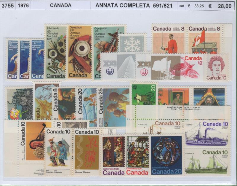 Francobolli Canada Anno 1976 Annata completa