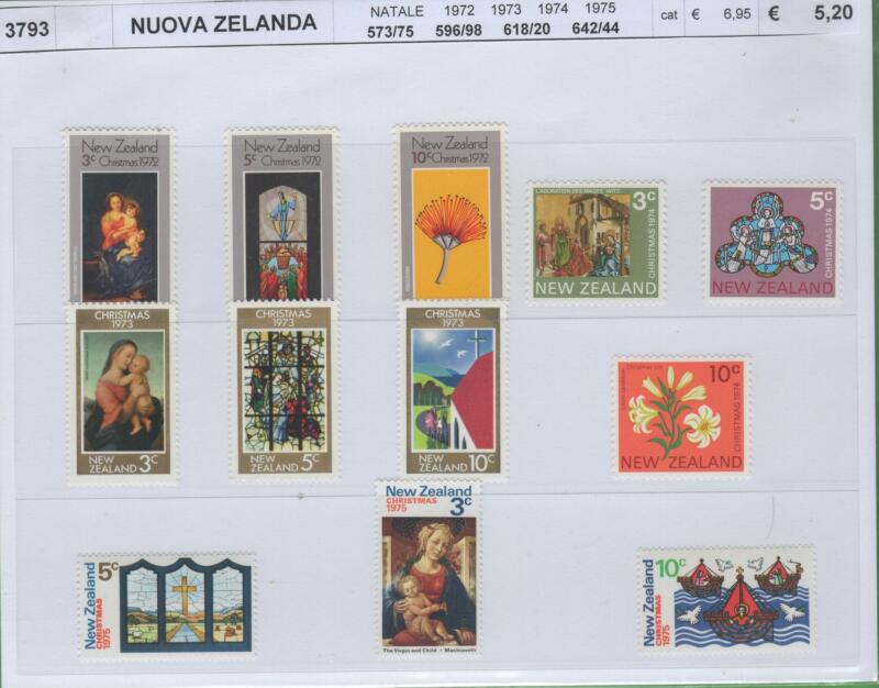 Francobolli Nuova Zelanda Anni 1972-1973-1974-1975 Natale
