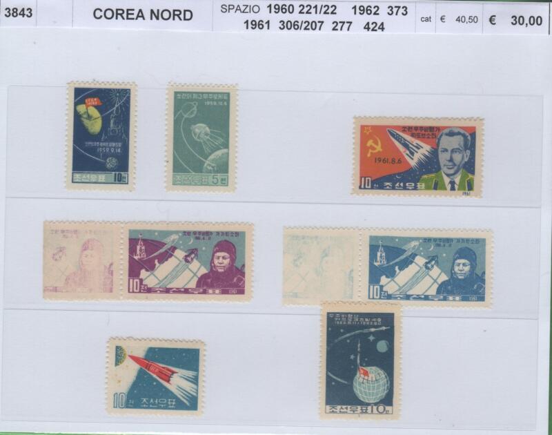 Francobolli Corea del Nord Anni 1960-1961-1962 Varie emissioni Spazio