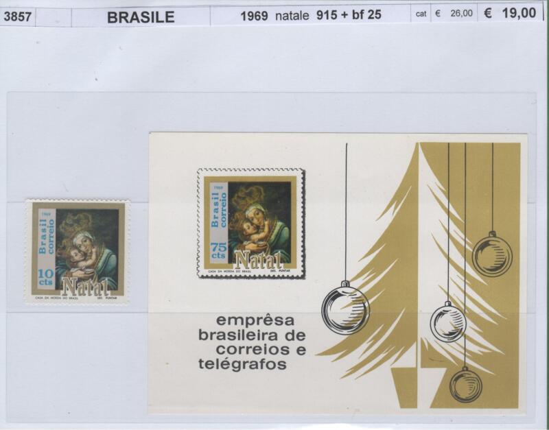 Francobollo e foglietto Brasile Anno 1969 Natale